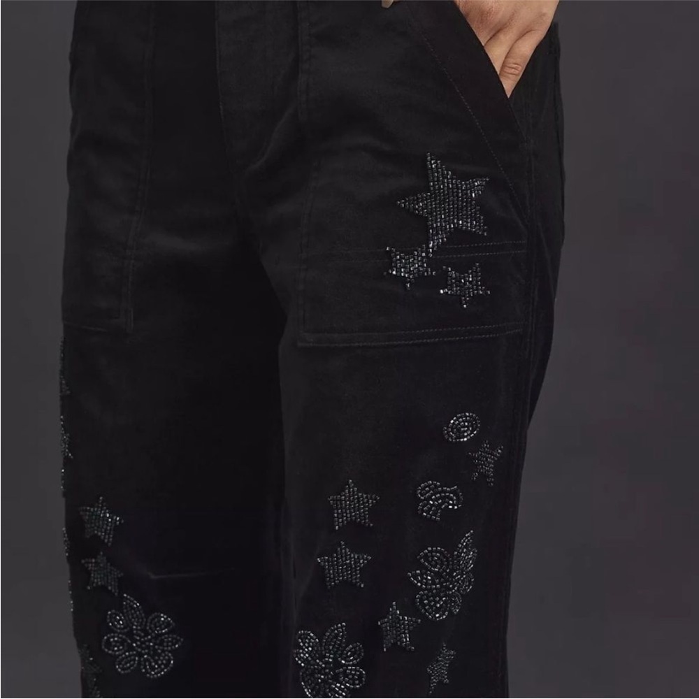 Anthropologie x Pilcro The Wanderer Star Embellished Velvet Pants Size 27 NWT - Picture 2 of 14